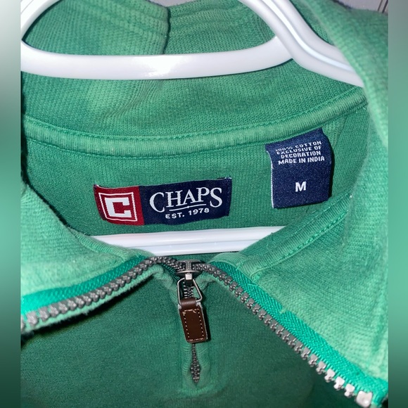 Chaps Green Cropped Pullover Sweatshirt with Zipper | Size: M - Picture 5 of 6